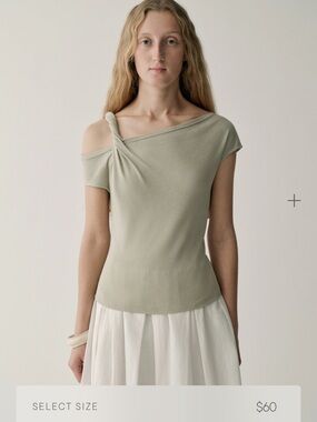 Women’s Light Green One-Shoulder Knot Tank Top